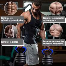 Mancuernas Pesas Barra Recta Ejercicio Kit Ajustables 10kg - Azul - Ver 5