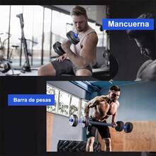 Mancuernas Pesas Barra Recta Ejercicio Kit Ajustables 10kg - Azul - Ver 10