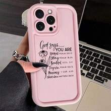 Flower & Letter Pattern Smartphone Case, Anti-Drop Phone Protector Cover, Phone Accessory For  17 Pro Case  16 Pro Max Case 15 14 13 12 11 &  S25 S24 S23 Ultra - Pink - View 1