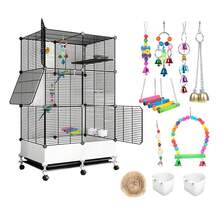 Jaulas para Aves, Jaulas Grande Metal para Pájaros con Ruedas y Bandeja Limpieza, Tazón Agua, Poste de pie, Jaula para Loro, Jaula De Canarios, Juguetes con Pájaros - Unitalla - Ver 1