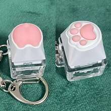 Cute Cat Paw Stress Relief Button, Squishy Butt Clicker Keychain, Toy Squeeze Decompression, Creative Gift Pendant, Bag Decoration Stress Relief Pendant, For Teenagers & Adults, Birthday & Holiday Gift - Multicolor - View 3