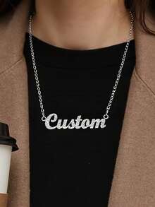1 Customized Personalized Frosted Name Necklace Stainless Steel Nameplate Necklace Girl's Gift Jewelry Valentine's Day - Multicolor - View 1