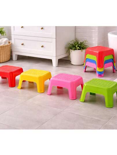 2 piezas de bancos de plástico multiusos para niños, colores surtidos