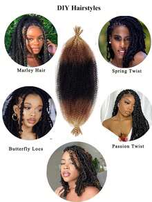 Tóc nối xoăn xù kiểu Afro Ombre T1B/30/27, tóc bện xoắn Marley đã được tách sẵn, tóc giả kiểu Faux Locs móc sợi dành cho nữ. - Nhiều màu - Xem 20