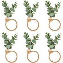 Napkin Rings Set Of 1-12, Christmas Napkin Rings, Boho Eucalyptus Leaf Napkins Rings, Wood Bead Farmhouse Easter Napkin Holder For Weddings Valentine's Day Party Table Decoration - Multicolor - View 10