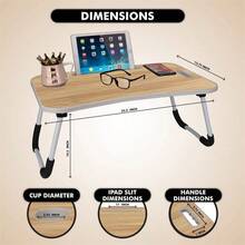 23 X 15 In Foldable Lap Desk,Sofa & Bed Table For Laptop Include IPad Slot And Cup Holder - wood - 查看 2
