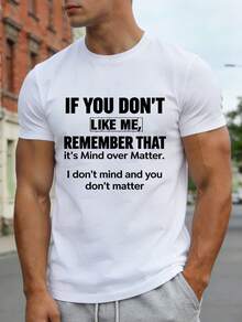 [Mind Over Matter T-Shirt] High Elasticity Cotton Men's "Mind Over Matter" Graphic T-Shirt | Loose Fit Short Sleeve Round Neck For Casual & Sports Wear, Spring/Fall Streetwear Essential, Durable Fabric, PLUS SIZE - trắng - Xem 2