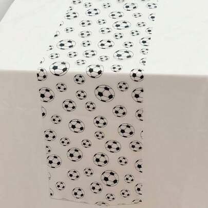1/2pcs Black & White Football Themed Table Runner, 11.02*108.27 Inches, Suitable For Outdoor, Dining, Party, Banquet, Indoor And Outdoor Table Decor