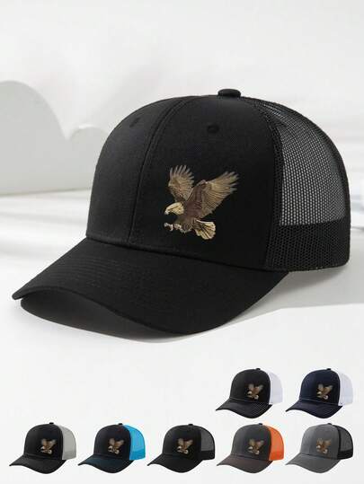 1 st unisex brun örnmönstrad mesh basebollkeps, andningsbar, modern och mångsidig, justerbar brätte, lämplig för vardagsbruk, sammankomster, utomhusaktiviteter, lastbilschaufförskeps