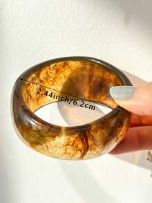 1pc Retro Amber Texture Tie Dye Acrylic Wide Bracelet, Pink & Blue Gradient, Exaggerated Design Suitable For Music Festivals, Parties, Holidays, Layering - Multicolor - View 2