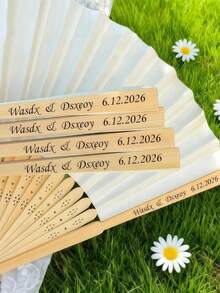 Customized Wedding Hand Fan, Personalized Wedding Candy Fan, Wholesale Engraved Bride Party Favors, Handmade Romantic Wedding Fan, Bridesmaid Gift - Multicolor - View 3