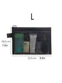 1pc Large Capacity Mesh Cosmetic Bag, Portable Breathable Toiletry Bag, Travel Makeup Bag, Cosmetic Organizer Bag, Daily Necessities Organizer, Makeup Bag, Skincare Bag, Toiletry Bag, Travel Essential, Cruise Essential, Dorm Essential, Bridesmaid Gift, Mother's Gift, Birthday Gift, Gift For Friends And Teachers, Home Decor - Black - View 15