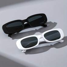 2pcs Black & White Combination Square Frame Glasses, Suitable For Daily Wear Or Street Photography - 2pcs - Black/White - View 6