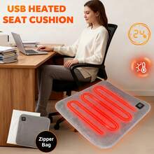 1pc Rapid Heating Seat Cushion, Smart Multi-Level Temperature Control, Large Heating Area, Warm For Outdoor Activities, Refined Fabric, Dotted Anti-Slip Design, Compact & Portable, Suitable For Camping, Fishing, Seat Heating, Office And More Scenarios - Light Grey - View 1