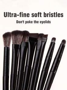 8支专业眼妆刷套装：打造精准眼影、眼线和遮瑕的终极套装，柔软刷毛，适用于眼影晕染、晕染、眼线和眼部细节描绘，初学者必备 - 黑色 - 查看 4