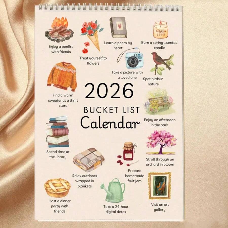 1 件 2026 年愿望清单挂历，11x8 英寸，12 个月竖版励志挂历，螺旋装订，带有目标规划和激励功能，待办事项清单挂历，用于计划和安排 - 彩色 - 查看 1