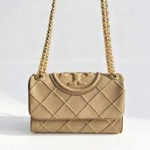 Tory Burch Fleming Double T Logo Quilted Chain Crossbody Bag 137301 - Brown - View 3