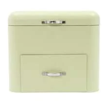 SHIOUCY Sleek Green 2-Tier Iron Bread Box 11.81x8.07x10.43in Drawer Design Rivet Connection For Living Room Office Kitchen Pastry Snack Daily Storage - Green - View 2