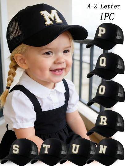 1PC Mesh Letter Embroidery Mesh Baseball Cap Boys Girls Outdoor Adjustable Casual Hats Boy Girl Travel Sunscreen Hat 8-14Y
