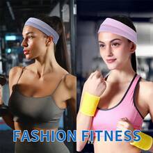 5pcs/40PCSHeadbands Polyester Non Slip Elastic Sweat Hairbands Soft Fabric Stretch Wide Short Hair Bands For Girls Yoga Workout Running Women Head Scarf Elegant Hair Accessories Causal Sweatband - Multicolor - View 3