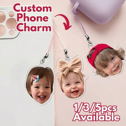 Cute Cord Lanyard 1pc Customizable Acrylic Phone Charm Can Customize Photo Portrait Baby Photo Company Logo Celebrity Photo Pet Photo Car Memorial Short Lanyard Phone Strap Acrylic Wristband Christmas Gift Accessory Unisex Easter Spring Birthday Gift