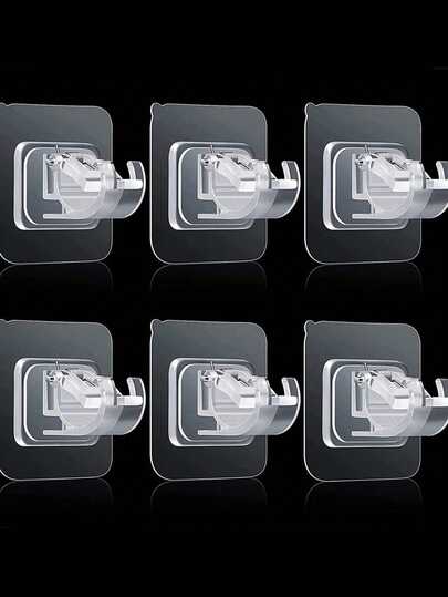 Ganchos de soporte de barra de cortina, sin necesidad de taladrar, fijación con pegamento, adecuado para uso en hotel y hogar, ganchos de cortina fáciles de instalar para decoración de baño