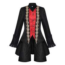 COS Women's Gothic Victorian Embroidery Steampunk Suit Jacket Outerwear Costume, Role-Playing Outfit - Lace Women's Clothing In Bright Red - View 6