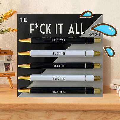 1 Set Of Interesting 1.0mm Black Ink Pens With Vivid Quotes And Playful Phrases Design, Unique Office Colleague Gift, Personalized Daily Writing Pen With Humorous Slogans, Suitable For Student Back To School
