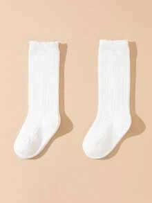3双新款儿童袜子，白色过膝袜，返校休闲婴儿袜，小公主袜 - 白色 - 查看 8