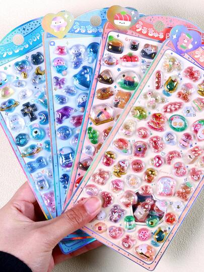 3D Crystal Cute Bear Animal Stickers For Kids, 3D Embossed Stickers For Scrapbooking, Diary, Notebook, Laptop, Phone Case Decoration, Transparent Embossed Animal Pattern, Suitable For Decorating Phone Cases Or Notebooks