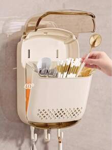 新款多功能厨房筷子架，壁挂式餐具沥水架，餐具收纳盒 - 彩色 - 查看 4