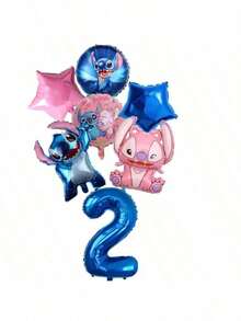 Hasbro 7 chiếc bóng nhôm Lilo & Stitch, trang trí tiệc sinh nhật cho bé trai & bé gái, 1 2 3 4 5 6 7 8 9 tuổi, phụ kiện tiệc mừng em bé, bóng đồ chơi trẻ em - Nhiều màu - Xem 7