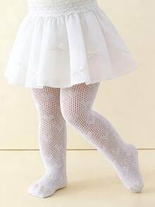 2条装婴儿爱心提花高弹力网眼连裤袜，网袜 - 彩色 - 查看 3
