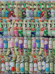 20/15/12/10/7/5/3/1件 随机颜色 复古优雅奢华宫廷珐琅花卉镂空线条手链 - 彩色 - 查看 13