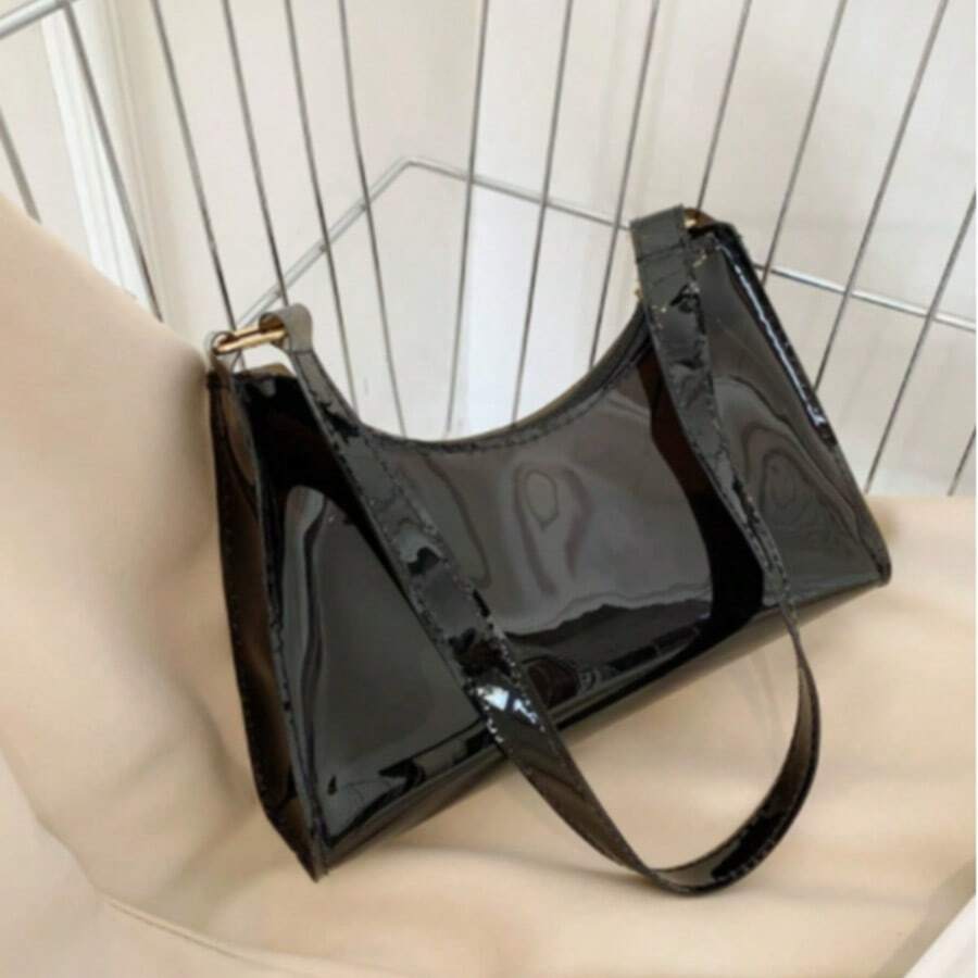 Lightweight,Business Casual Clear Shoulder Bag For Teen Girls Women College Students,Rookies & White-Collar Workers Perfect For Office,College,Work ,Business,Commute,Outdoors, Travel, Outings, Waterproof, Sandproof Transparent Bag, Beach Sports Picnic Snacks Clear Purse For Women - 黑色 - 查看 1