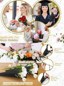 3/5/10 件套装 - 包装在心形花束礼盒中，内含花束纸袋和单朵花纸套，适合情人节、婚礼和母亲节。 - 黑色 - 查看 8