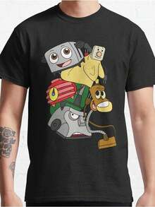 Men's Vintage T-Shirt From The Movie "Brave Little Toaster & Friends" - Retro 80s Graphic Tee With Toaster And Streetlight Characters, Soft And Breathable Cotton T-Shirt For 80s Movie Fans, Birthday Gifts, Casual Wear - 黑色 - 查看 1