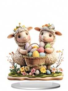 Trending Easter/Valentine's Day Colorful Rabbit 2D Acrylic Decor Ornament, Living Room/Entryway/Tabletop Decoration - Multicolor - View 7