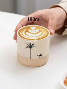 كوب قهوة سيراميك فينتاج من الشرق الأوسط مزخرف بطلاء متشقق، كوب شاي مقاوم للحرارة، كوب قهوة بتصميم نخلة وجمل، بأسلوب صحراوي بسيط، كوب قهوة بلون أزرق وبني متباين، مطلي يدويًا بالطلاء تحت الزجاج، أدوات المائدة للقهوة والشاي للاستخدام المنزلي، مجموعة أدوات المائدة للإفطار، آمن للميكروويف والغسالة الآلية، هدية رائعة لرمضان وعيد الفطر - متعدد الألوان - مشاهدة 14