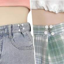 4pcs Invisible Adjustable Waist Belt & Button Extender, Clothing Accessories (No Cardboard Packaging) - Silver - View 3