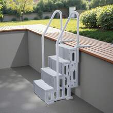 Swimming Pool Ladder, 4-Step Double Handrails Stairs With Non-Slip Heavy Duty Steps, Reliable 400 Lbs Max Load Capacity, For 48-54 In Inground & Above-Ground Pools Of Any Decking Surface, Grey - Gray - 4-step - View 9