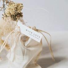 50个个性化婚礼派对回礼标签，“爱”字印花装饰简约优雅礼品标签 - 白色1 - 查看 5