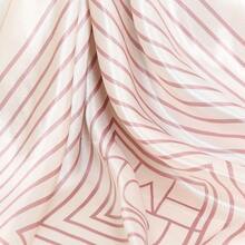 Women's Scarf With Elegant Geometric Print And Satin Finish, 90cm X 90cm - Beis - Ver 3