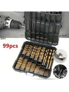 99PCS 1.5-10mm Twist Drill High Speed Steel Titanium-Plated Twist Drill Bit Steel Plate Drill Tapper Drill Bit Woodworking Tools - 1 - View 2