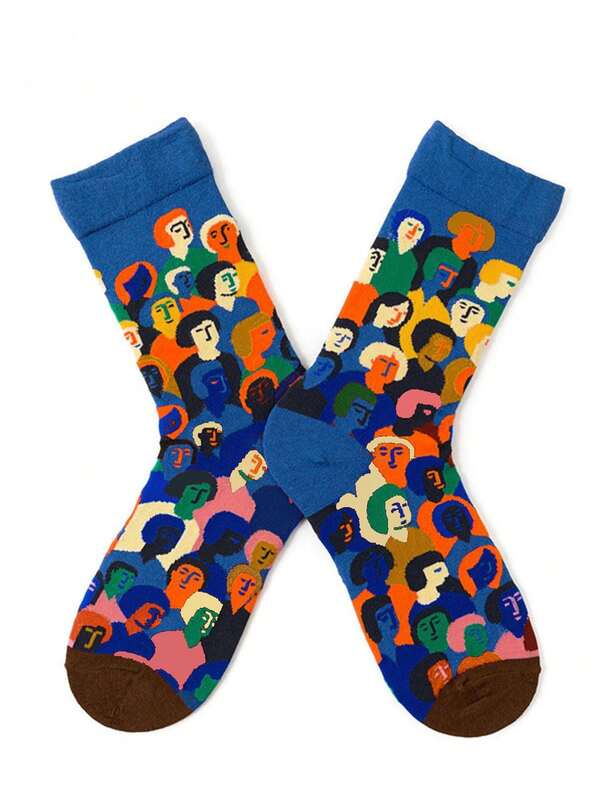 1 Paar modische, bunte Unisex-Socken mit Grafik-Männchen, bequeme, lässige Sportstrümpfe für den täglichen Gebrauch, Herbst