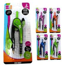 Lápiz incluido, compás de plástico con doble escala, herramienta de dibujo geométrico, adecuada para dibujo de ingeniería y dibujo técnico. - Multicolor - Ver 1