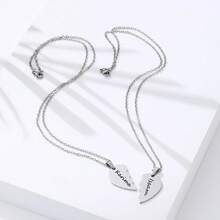 Personligt dubbelnamnshalsband med sammanhängande hjärtmönster, halsband i rostfritt stål med brustet hjärta, kan graveras med namn/datum/kort fras, sammanhängande hjärtmönster, unisex, födelsedags-/alla hjärtans dag-present - Multifärgad - Visa 13