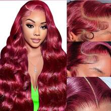 13x4/13x6 高清蕾丝前假发，真人发混纺，自然波浪卷，34英寸 - 200%高密度无胶假发，预先拔毛和修剪，自然发际线和婴儿发，无需胶水即可佩戴 - SBUG - 查看 5