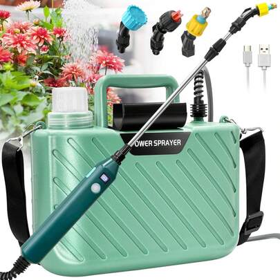 5L Elektro-Drucksprüher Mit Teleskop-Lanze & Sichtbarer Akku-Anzeige – 3 Düsen Für Pflanzenschutz & Rasenbewässerung, Wiederaufladbarer Gartenspritze Mit AutoPump-Technologie