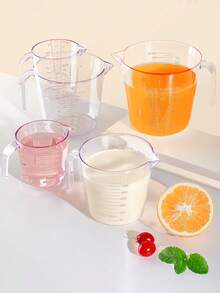 1pc [Heat-Resistant Measuring Cup] Heat-Resistant Glass Measuring Cup With Handle And Scale, 300ml, 600ml, 1000ml Large Capacity Transparent Measuring Cup, Material, Kitchen Baking Tool, Suitable For Eggs, Milk, Juice And Ingredients - Clear - View 1